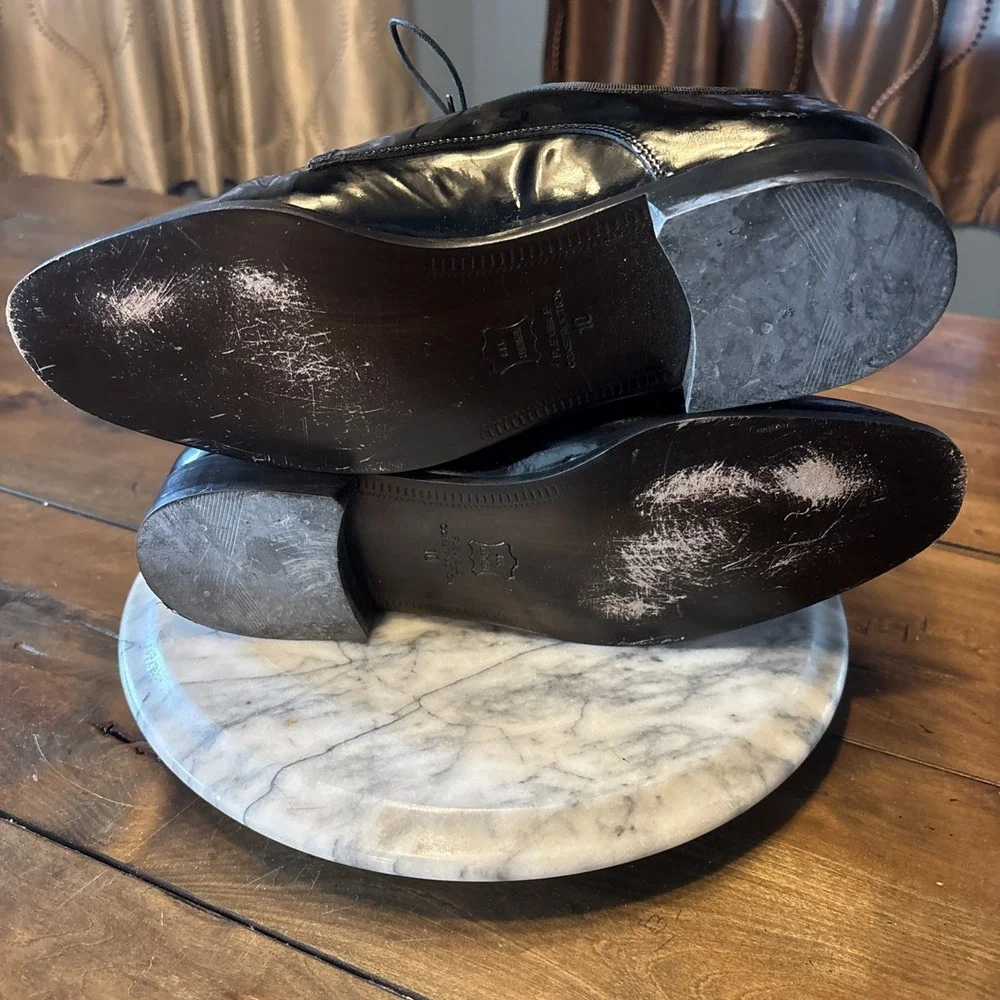 Vito Rufolo Formal Derby Black‎ Patent Leather Tuxedo Dress Shoes Italy Size 10D